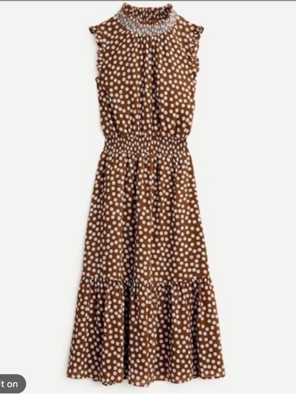 J. Crew Brown and White Polka Dot Maxi Dress